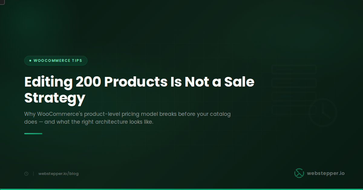 The Real Reason Running a WooCommerce Sale Still Takes Hours (And How to Stop)