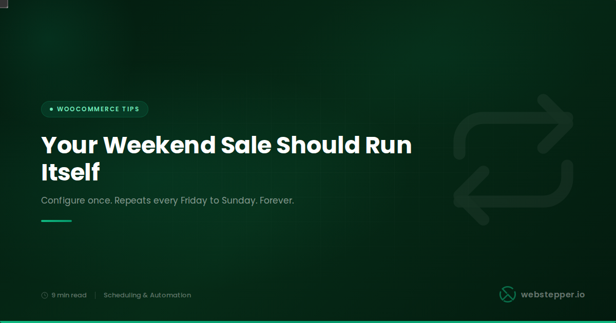 How to Set Up a 'Weekend Sale' That Runs Every Friday to Sunday Without Touching Anything