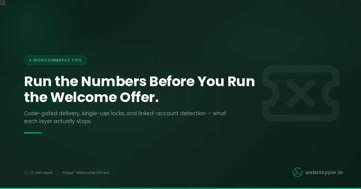 The WooCommerce Welcome Offer That Doesn't Get Abused: Setup, Limits, and the Multi-Account Problem